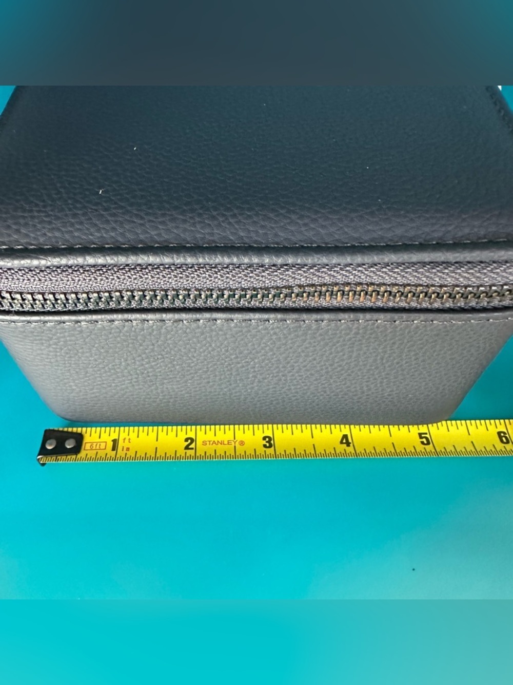 Stackers Zippered Watch & Jewelry Travel Case Navy Blue Vegan Leather Organizer - Picture 9 of 11